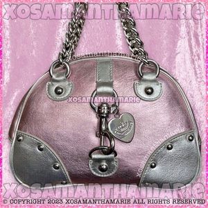 Juicy Couture Pink Metallic Leather Bowler Bag